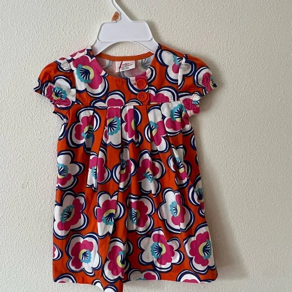 Hanna Andersson Girl 90/3t Bright Floral Short Sleeve Dress